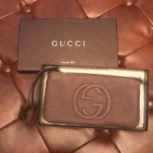 GUCCI SUEDE WRISTLET WALLET